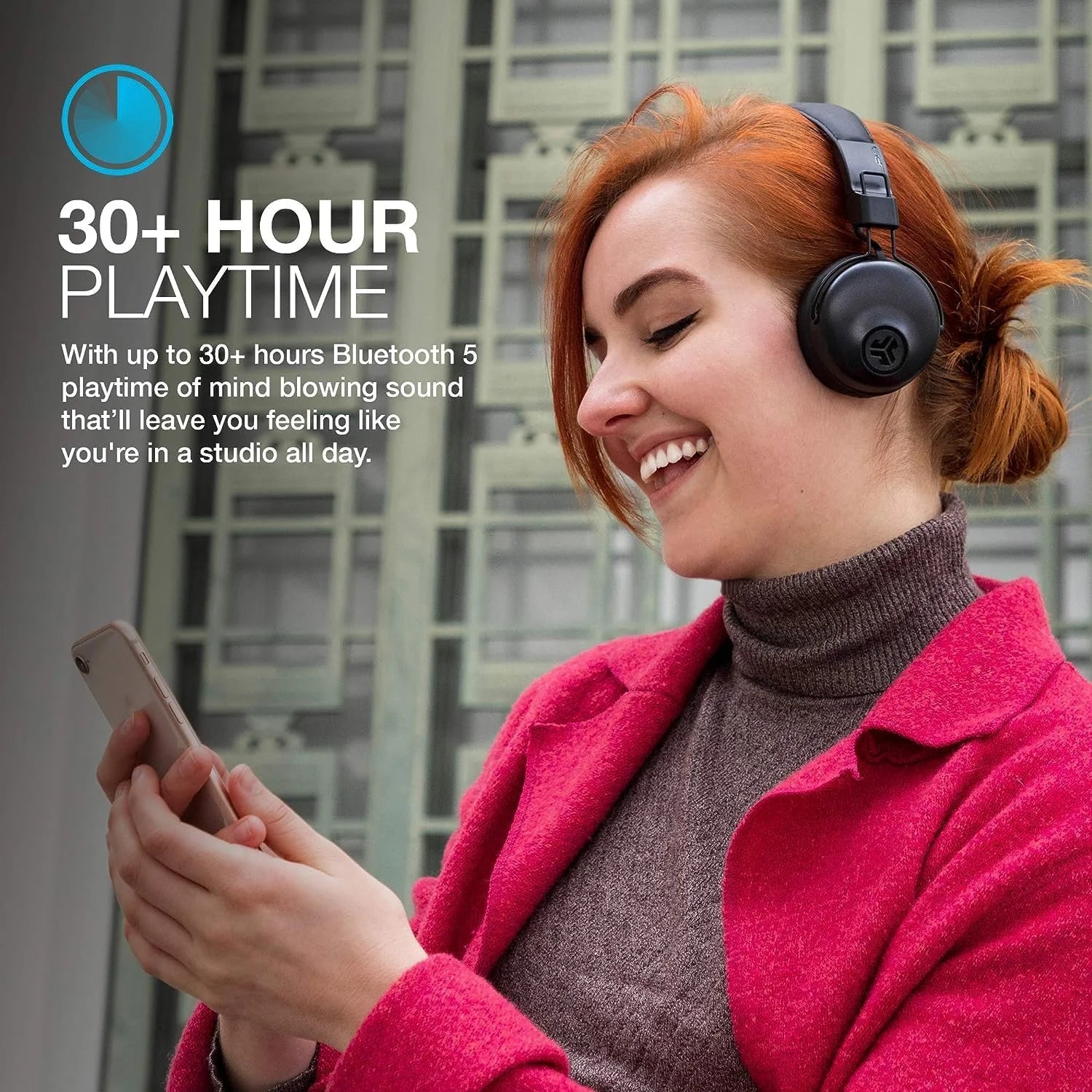 Studio Bluetooth Wireless On-Ear Headphones | 30+ Hour Bluetooth 5 Playtime | EQ3 Sound | Ultra-Plush Faux Leather & Cloud Foam Cushions | Track and Volume Controls | Black