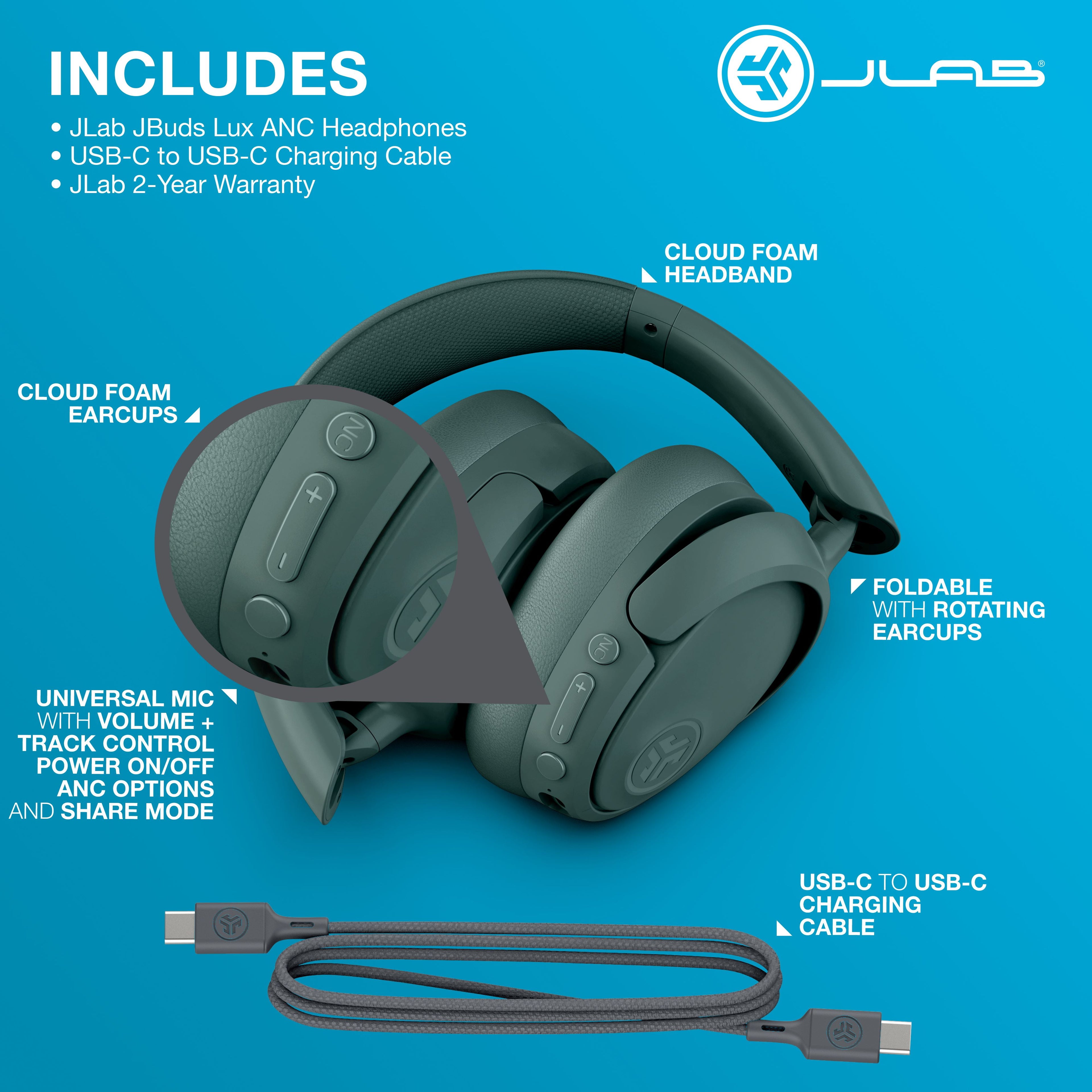 Jbuds Lux Active Noise Cancellation Bluetooth Headphones